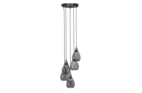 Bepurehome Suspensions Lampe Suspension Verre Noir Avec 5 Lumieres 3 Bepurehome Suspensions Lampe Suspension Verre Noir Avec 5 Lumieres – Image 3