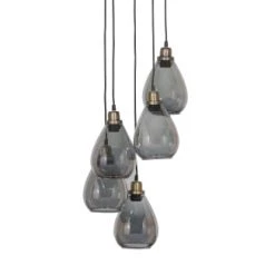 Bepurehome Suspensions Lampe Suspension Verre Noir Avec 5 Lumieres