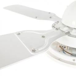 QAZQA Plafonnier Ventilateur Lampe Ventilateur En Acier Blanc -Luminaires Contemporain Soldes lampe ventilateur en acier blanc 5