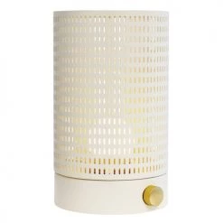 Dyberg Larsen Lampes à Poser Lanterne En Métal Blanc Et Laiton, H 20 Cm D 12 Cm