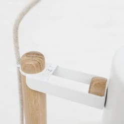 DIZY Design Lampadaires Luminaire à Poser Avec 2 Abat-jours En Chêne Et Métal Blanc -Luminaires Contemporain Soldes luminaire a poser avec 2 abat jours en chene et metal blanc 2