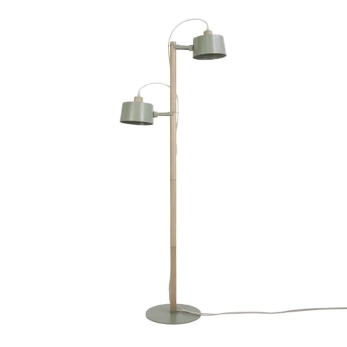 DIZY Design Lampadaires Luminaire à Poser Avec 2 Abat-jours En Chêne Et Métal Vert 1 DIZY Design Lampadaires Luminaire à Poser Avec 2 Abat-jours En Chêne Et Métal Vert