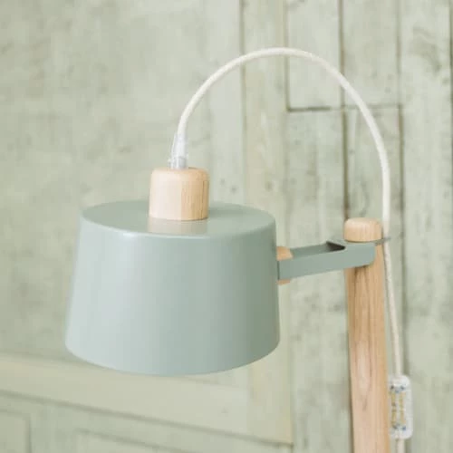 DIZY Design Lampadaires Luminaire à Poser Avec 2 Abat-jours En Chêne Et Métal Vert 3 DIZY Design Lampadaires Luminaire à Poser Avec 2 Abat-jours En Chêne Et Métal Vert – Image 3