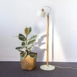 DIZY Design Lampadaires Luminaire à Poser Chêne Et Métal Blanc -Luminaires Contemporain Soldes luminaire a poser chene et metal blanc 2