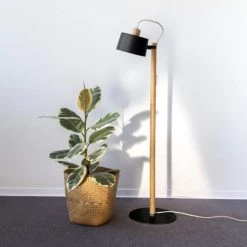 DIZY Design Lampadaires Luminaire à Poser Chêne Et Métal Noir -Luminaires Contemporain Soldes luminaire a poser chene et metal noir 5