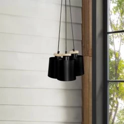 Tosel Lustres Lustre Acier Noir -Luminaires Contemporain Soldes lustre acier noir 3