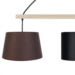 Tosel Lustres Lustre Bois Naturel Et Noir -Luminaires Contemporain Soldes lustre bois naturel et noir 2
