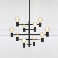 Luminaires Contemporain Soldes -Luminaires Contemporain Soldes lustre en metal noir 1
