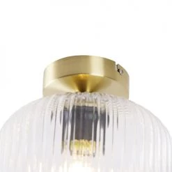 QAZQA Suspensions Plafonnier En Verre Doré/laiton -Luminaires Contemporain Soldes plafonnier en verre dore laiton 5