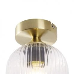 QAZQA Suspensions Plafonnier En Verre Doré/laiton -Luminaires Contemporain Soldes plafonnier en verre dore laiton 53