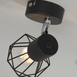 QAZQA Appliques Murales Et Spots Spot Murale En Acier Noir -Luminaires Contemporain Soldes spot murale en acier noir 5