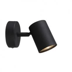 QAZQA Appliques Murales Et Spots Spot Murale En Acier Noir -Luminaires Contemporain Soldes spot murale en acier noir 9