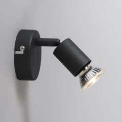 QAZQA Appliques Murales Et Spots Spot Murale En Métal Noir -Luminaires Contemporain Soldes spot murale en metal noir 3