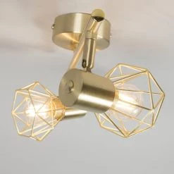 QAZQA Appliques Murales Et Spots Spot Plafond En Acier Doré/laiton -Luminaires Contemporain Soldes spot plafond en acier dore laiton 17