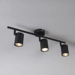 QAZQA Appliques Murales Et Spots Spot Plafond En Acier Noir -Luminaires Contemporain Soldes spot plafond en acier noir 3
