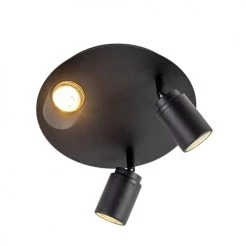 QAZQA Appliques Murales Et Spots Spot Plafond En Acier Noir -Luminaires Contemporain Soldes spot plafond en acier noir 39