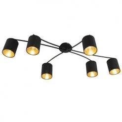 QAZQA Appliques Murales Et Spots Spot Plafond En Acier Noir -Luminaires Contemporain Soldes spot plafond en acier noir 51