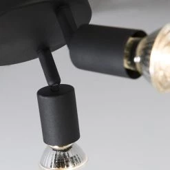 QAZQA Appliques Murales Et Spots Spot Plafond En Métal Noir -Luminaires Contemporain Soldes spot plafond en metal noir 2