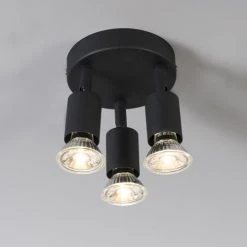 QAZQA Appliques Murales Et Spots Spot Plafond En Métal Noir -Luminaires Contemporain Soldes spot plafond en metal noir 3