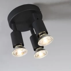 QAZQA Appliques Murales Et Spots Spot Plafond En Métal Noir -Luminaires Contemporain Soldes spot plafond en metal noir 5