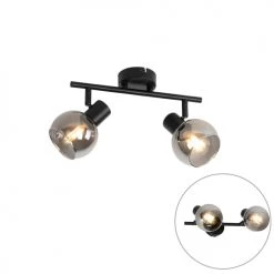 QAZQA Appliques Murales Et Spots Spot Plafond En Verre Noir