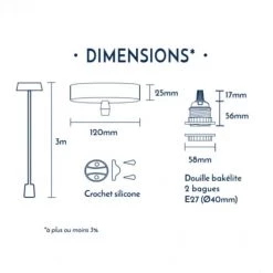 Hoopzi Suspensions Suspension 1 Fil électrique En Tissu Cuivre 3m -Luminaires Contemporain Soldes suspension 1 fil electrique en tissu cuivre 3m 2