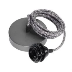 Hoopzi Suspensions Suspension 1 Fil électrique En Tissu Pied Poule Noir Blanc 3m -Luminaires Contemporain Soldes suspension 1 fil electrique en tissu gentleman chevron 3m 11