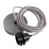 Hoopzi Suspensions Suspension 1 Fil électrique En Tissu Gris 2,5m Douille Noire
