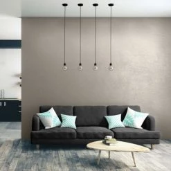 Hoopzi Suspensions Suspension 1 Fil électrique En Tissu Noir -Luminaires Contemporain Soldes suspension 1 fil electrique en tissu noir 2