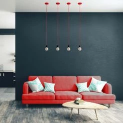 Hoopzi Suspensions Suspension 1 Fil électrique En Tissu Rouge 2,5m Douille Noire -Luminaires Contemporain Soldes suspension 1 fil electrique en tissu rouge 2 5m douille noire 2