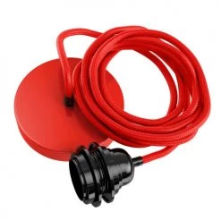 Hoopzi Suspensions Suspension 1 Fil électrique En Tissu Rouge 2,5m Douille Noire