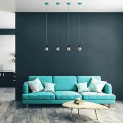 Hoopzi Suspensions Suspension 1 Fil électrique En Tissu Turquoise 2,5m Douille Noire -Luminaires Contemporain Soldes suspension 1 fil electrique en tissu turquoise 2 5m douille noire 2