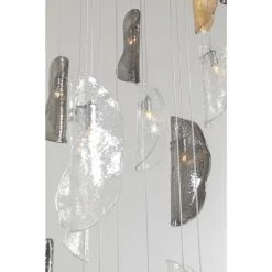 Kare Design Suspensions Suspension 21 Feuilles En Verre Et Acier -Luminaires Contemporain Soldes suspension 21 feuilles en verre et acier 2