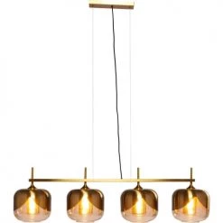 Kare Design Suspensions Suspension 4 Abat-jours En Acier Doré Et Verre -Luminaires Contemporain Soldes suspension 4 abat jours en acier dore et verre 4