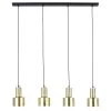Maisons Du Monde Suspensions Suspension 4 Abat-jours En Laiton Doré Et Support En Métal Noir 94x127