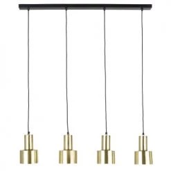 Maisons Du Monde Suspensions Suspension 4 Abat-jours En Laiton Doré Et Support En Métal Noir 94x127