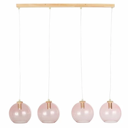 Maisons Du Monde Suspensions Suspension 4 Globes En Verre Teinté Rose Et Hêtre 1 Maisons Du Monde Suspensions Suspension 4 Globes En Verre Teinté Rose Et Hêtre