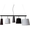 Kare Design Suspensions Suspension 5 Abat-jours En Tissu Noir, Gris Et Blanc