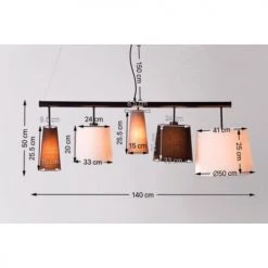 Kare Design Suspensions Suspension 5 Abat-jours En Tissu Noir, Gris Et Blanc -Luminaires Contemporain Soldes suspension 5 abat jours en tissu noir gris et blanc 4