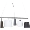Kare Design Suspensions Suspension 5 Abat-jours En Tissu Noir, Gris Et Blanc