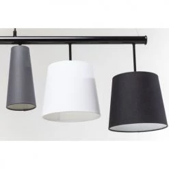 Kare Design Suspensions Suspension 5 Abat-jours En Tissu Noir, Gris Et Blanc -Luminaires Contemporain Soldes suspension 5 abat jours en tissu noir gris et blanc 7