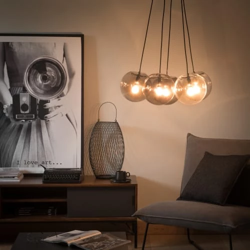 Maisons Du Monde Suspensions Suspension 5 Boules En Verre Et Verre Fumé 2 Maisons Du Monde Suspensions Suspension 5 Boules En Verre Et Verre Fumé – Image 2