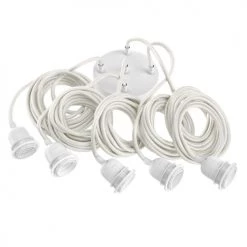 Hoopzi Suspensions Suspension 5 Fils électriques En Tissu Blanc 3,5m Douille Blanche