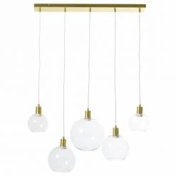 Maisons Du Monde Suspensions Suspension 5 Globes En Verre Et Métal Doré