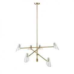 Maisons Du Monde Suspensions Suspension 6 Abat-jour En Verre Et Métal Doré