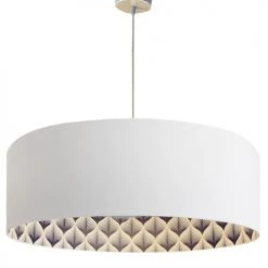 Abat-jours Suspensions Suspension Blanc Imprimé Bleu D65cm