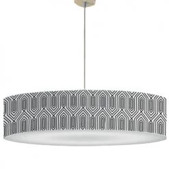 Abat-jours Suspensions Suspension Chic Blanc Imprimé Noir D65cm