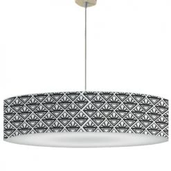 Abat-jours Suspensions Suspension Chic Blanc Imprimé Noir D65cm