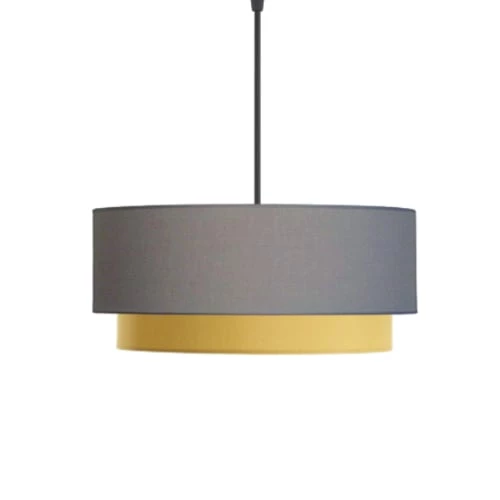 Kauze Luminaires Suspensions Suspension Déco En Coton Gris Et Jaune Ø 45cm 1 Kauze Luminaires Suspensions Suspension Déco En Coton Gris Et Jaune Ø 45cm