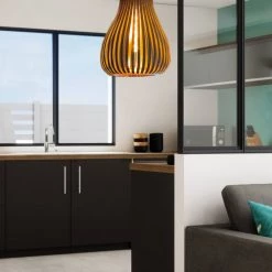 Abat-jours Suspensions Suspension Design Eluim Imprimé Bois T 40 X H 45 -Luminaires Contemporain Soldes suspension design eluim imprime bois t 40 x h 45 2